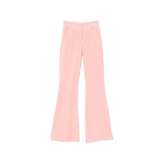 Sporty & Rich Velour Flared Joggers - female - Sporty & Rich - Sweatpants - Pink - L - Trousers