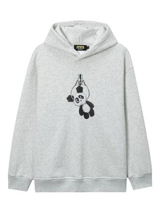 Mini Cream panda hooded sweater - Grey