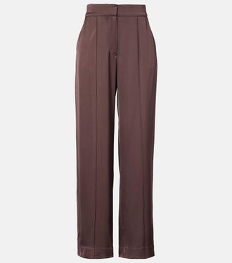 SIMKHAI Pantaloni a gamba larga Kyra in raso a vita alta