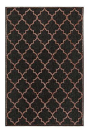 Wecon Home Alfombra negro con dise&ntilde;o oriental color coral para exterior 200x133