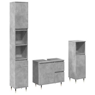 Berkfield Home 3 Piece Bathroom Furniture Set Concrete Grey Engineered Wood