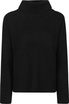 Aragona Trui met lange mouwen en col - Dames - Cashmere truien - Zwart - S - Kasjmier - Truien & Vesten