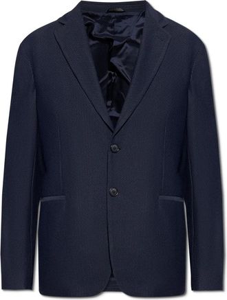 Giorgio Armani Blazer met Reverskraag - Heren - Blazers - Blauw - XL - Leer - Jassen