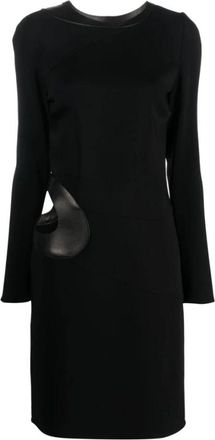 Tom Ford Cut-Out Jurk met Lange Mouwen - Dames - Korte kleedjes - Zwart - 2XS - Leer - Kleedjes