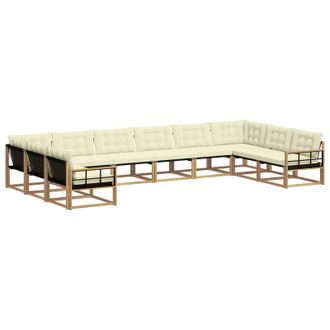 vidaXL Conjunto De Sof&aacute;s De Exterior Con Coj&iacute;n 10 Pcs Blanco Y Crema Vidaxl