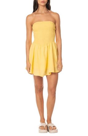 Maaji Sunbeam Glow Seraphina Cutout Strapless Cotton Mini Cover-Up Sundress in Light/Pastel Yellow at Nordstrom, Size Medium