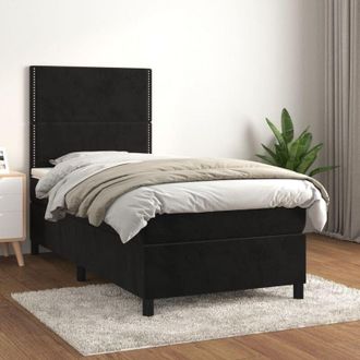 vidaXL Cama Box Spring Con Colch&oacute;n Cuero Sint&eacute;tico Negro 90x190 Cm Vidaxl