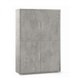 OEM Aparador Cuatro Puertas Con Cuatro Estantes En Madera Beton Cemento 108x41x H161 Cm