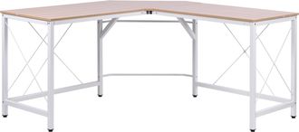 HOMCOM Homcom - Escritorio En Forma De L Escritorio Esquinero Moderno Con Marco De Acero Carga 70 Kg Para Oficina Hogar Estudio 150x150x76 Cm Roble