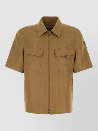 Moncler linen shirt short sleeves collared neck buttons