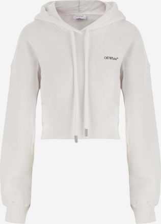 Off-white White Crop Logo Hoodie