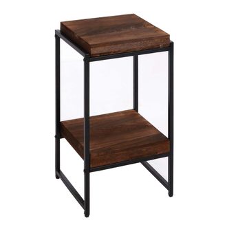 Hhg Nunca Usado] Mesa Flor Hhg 840, Mesa Auxiliar Estante Flor Estante Para Plantas, Mdf Metal Certificado Mvg, Marr&oacute;n Oscuro, 61cm