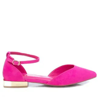 Xti Womens Suede Pointy Toe Ballet Flats In Bright Pink