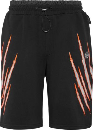 Plein Sport Korte Broeken, Heren, Zwart, M, Katoen, Sport Shorts Scratch