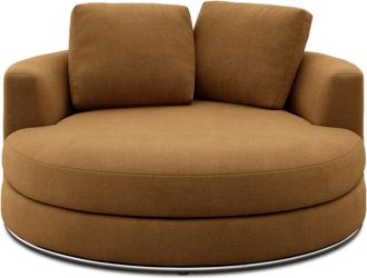 Castlery Hamilton Swivel Armchair 51.2 Customized, (Performance Fleece) Caramel, Spill Resistant, 360-&deg; Swivel for Men