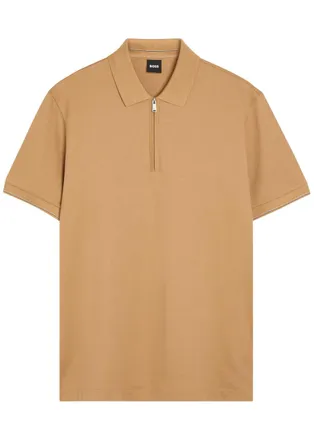 BOSS Boss Close-knit Cotton Polo Shirt - Brown - XL
