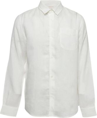 Derek Rose Linnen overhemd met knopen - Wit