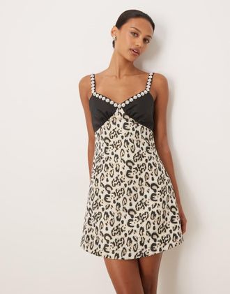 Sister Jane Dream Sister Jane - Twee - Vestito corto leopardato color cuoio-Marrone