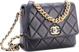 Chanel Side Note Flap Bag Quilted Lambskin Small crossbody bag - Zwart