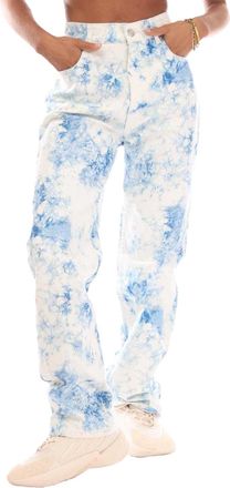 HUGO BOSS Dames/Dames Cropped Leather Patch Straight Jeans (Wit/blauw)