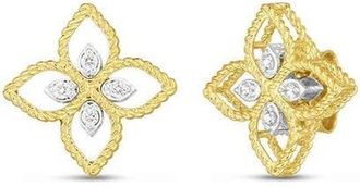 Roberto Coin 18K Principessa Small Open Flower Diamond Stud Earring