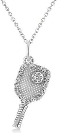 Allurez Natural Diamond Pickleball Paddle Pendant Necklace 14k in 0.24Ct, White Gold at Nordstrom, Size 18