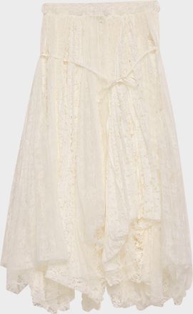 J.W.Anderson Mixed Lace Asymmetric Midi Skirt
