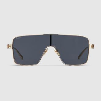 Gucci Rectangular Frame Sunglasses, Gold