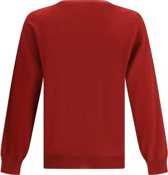 Brunello Cucinelli Mens Virgin Wool Sweater Ciliegia+nebbia