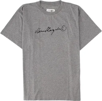 Maison Margiela Minimalist Script Detail Grey Cotton T-Shirt