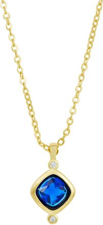 Savvy Cie Jewels GOLD PLATED OVER BRASS WHITE CZ ROUND PENDANT