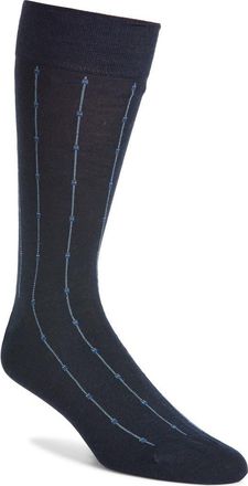 Pantherella Botolph Vertical Mini Box Stripe Wool Blend Dress Socks in Navy at Nordstrom, Size Medium