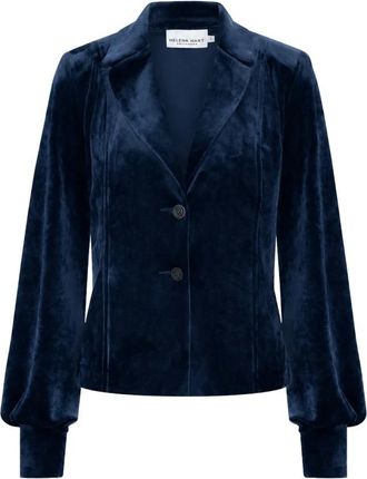 Hart by Helena Hart Lora Velour Blazer - Dames - Blazers - Blauw - S - Leer - Jassen
