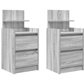 vidaXL Vidaxl - Mesillas De Noche Con 2 Cajones 2 Uds Gris Sonoma 38x34x80 Cm