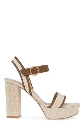 Gianvito Rossi Milos Sandals in Brown Fabric And Nappa at Nordstrom, Size 41.5