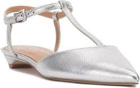 Vince Camuto Varena Ankle Strap Pointed Toe Flat in Lux Silver at Nordstrom Rack, Size 8.5