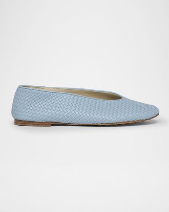 Bottega Veneta Micro Woven Nappa Leather Ballerina Flats