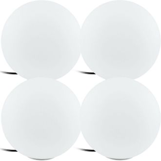 Loops 4 PACK IP65 Outdoor Garden Ball Light White Plastic 1x 40W E27 300mm Globe