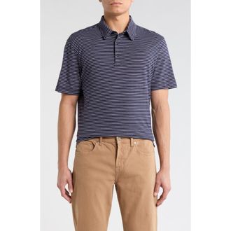 AG - Adriano Goldschmied Bryce Stripe Cotton Polo in Deep Aegean/True White at Nordstrom Rack, Size Xx-Large
