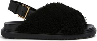 Marni Fussbett shearling sandals - women - Calf Leather/Rubber/Lamb Fur - 36.5 - Black