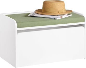 SoBuy Sobuy - Organizador De Juguetes Multifuncional Con 1 Caj&oacute;n M&oacute;vil Banco Almacenaje Para Ni&ntilde;os Con Coj&iacute;n 60 X 34 X 35 Cm Blanco Kmb80-w Es
