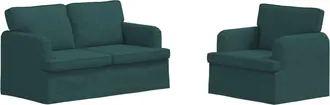 vidaXL Juego De Sof&aacute; 2 Uds. Verde Oscuro Tela Vidaxl