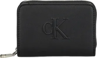 Calvin Klein embossed-logo zip wallet - women - Polyurethane - One Size - Black