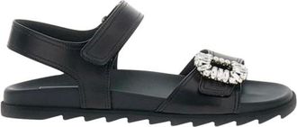 Roger Vivier Flat Sandals, female, Black, Size: 11 US Slidy Viv Strass Sandal 25