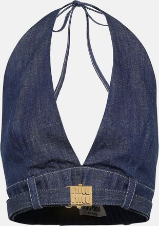 Miu Miu Embellished denim bralette