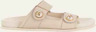 Jimmy Choo London Fayence Pearly-Button Slide Sandals