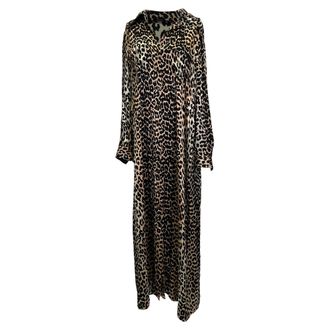 Ganni Ganni Leopard Midi Shirt Dress in Animal Print Cotton