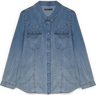 Fiorella Rubino Overhemden, Dames, Blauw, 5Xl, Denim, Shirts