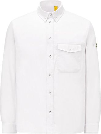 Moncler Witte Overhemd met Metalen Knopen - Heren - Casual Overhemden - Wit - XL - Katoen - Overhemden