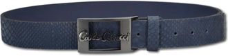 Carlo Colucci Lederen riem met reptielreli&euml;f - Heren - Riemen - Blauw - 115 CM - Leer - Accessoires